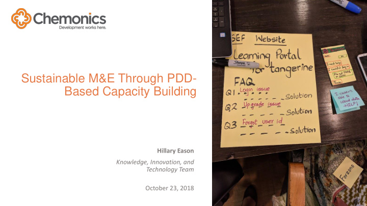 sustainable m e through pdd based capacity building