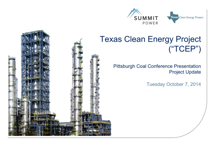pittsburgh coal conference presentation project update