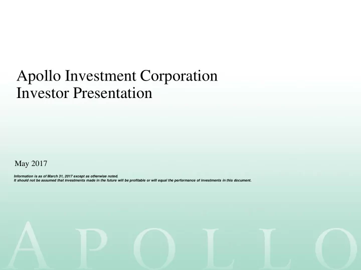 apollo investment corporation investor presentation