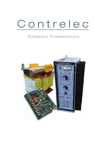 C o n t r e l e c  C o m p a n y  P r e s e n t a t i o n  C o n t r e l e c  Company History
