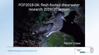 research 2019/20 season  Patrick Crowe  Wildlife Management International Ltd  In  Introduction