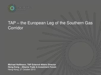 TAP  the European Leg of the Southern Gas  Corridor  Michael Hoffmann, TAP External Affairs