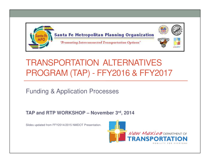 transportation alternatives program tap ffy2016 ffy2017