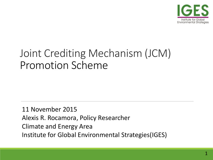 joint crediting mechanism jcm promotion scheme