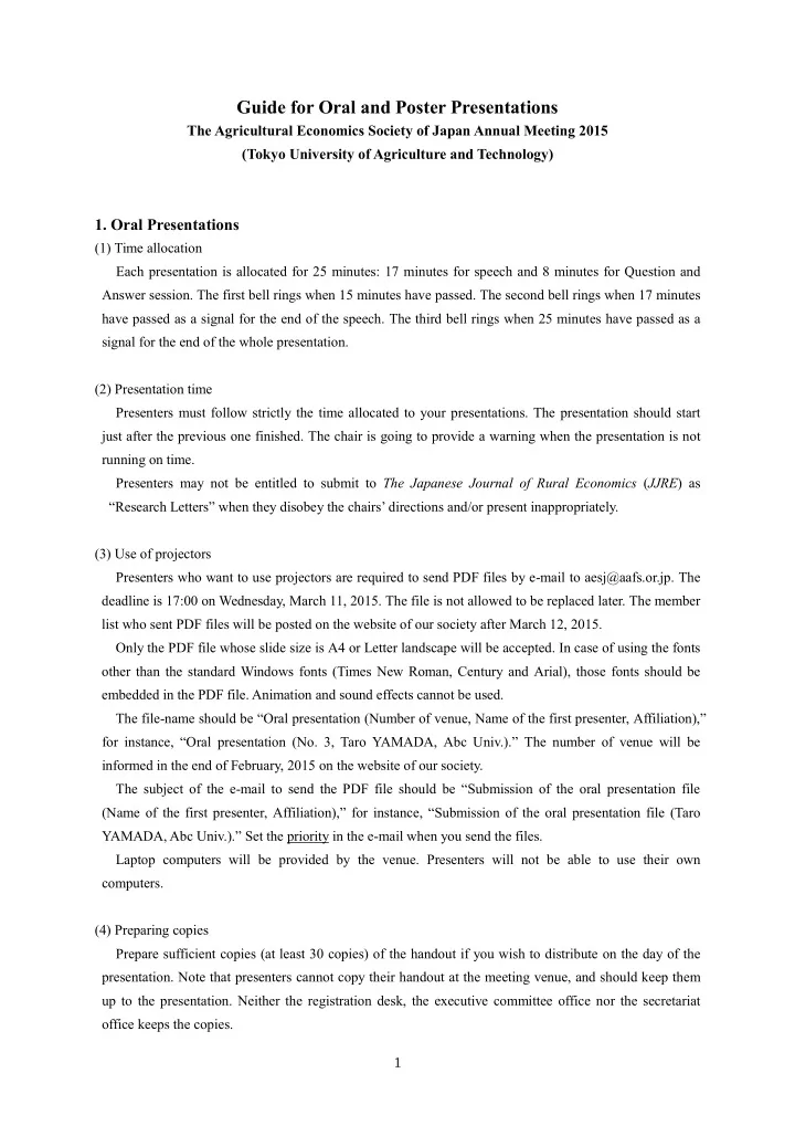 guide for oral and poster presentations