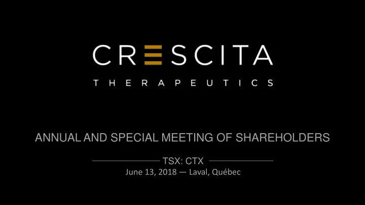 annual and special meeting of shareholders
