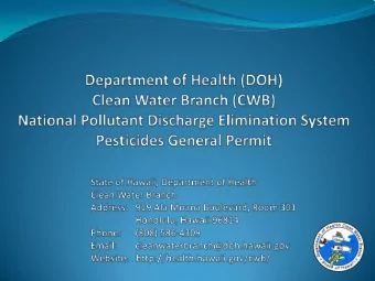 Summary  Department of Health (DOH), Clean Water Branch (CWB)  Background.  Introduction to