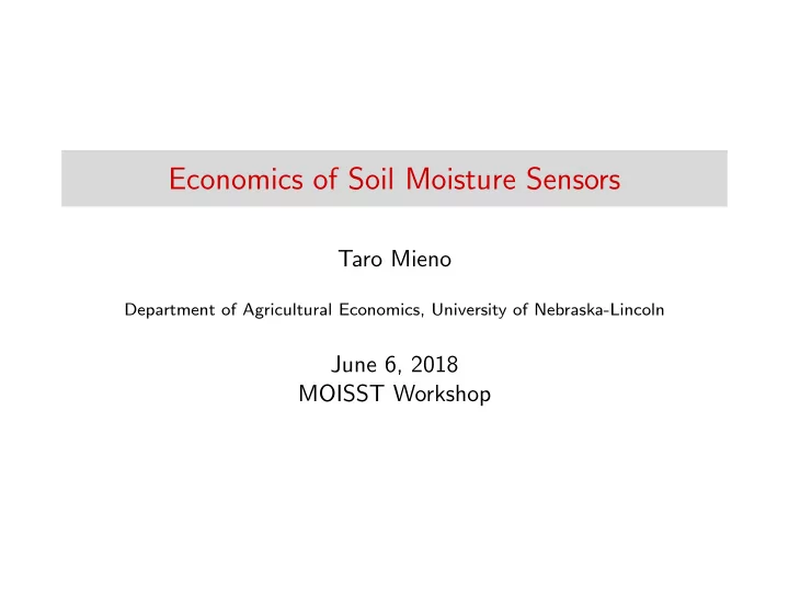 economics of soil moisture sensors