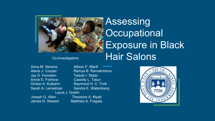 assessing occupational exposure in black hair salons