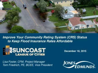 Improve Your Community Rating System (CRS) Status  to Keep Flood Insurance Rates Affordable
