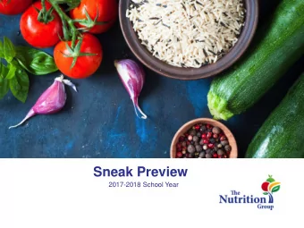 Sneak Preview  2017-2018 School Year  COMING ATTRACTIONS  Elementary Programs  Lunch for Life