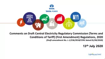 Comments on Draft Central Electricity Regulatory Commission (Terms and  Conditions of Tariff)