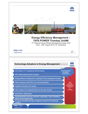 Energy Efficiency Management  Date, Venue, etc ..( Arial, Font size 18 )  TATA POWER Trombay