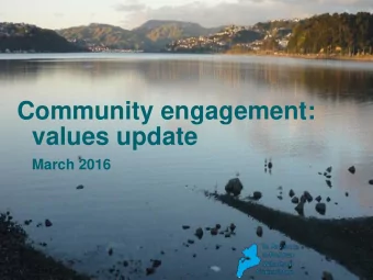 Community engagement:  values update  March 2016 Round table  activity  update  Bang the Table