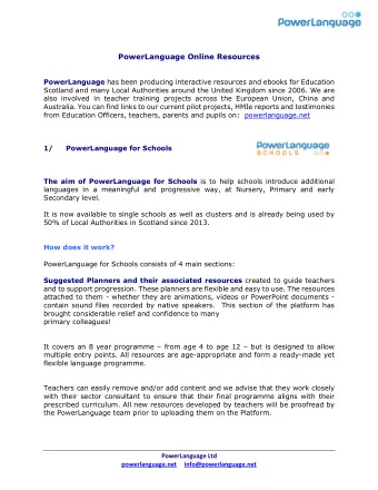 PowerLanguage Online Resources PowerLanguage has been producing interactive resources and ebooks