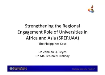Strengthening the Regional Engagement Role of Universities in Africa and Asia (SRERUAA) The