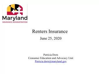 Renters Insurance  June 25, 2020  Patricia Dorn  Consumer Education and Advocacy Unit