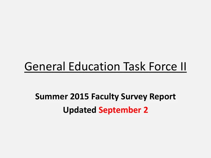 general education task force ii