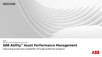 INDUSTRIAL AUTOMATION | ENERGY INDUSTRIES ABB Ability  Asset Performance Management