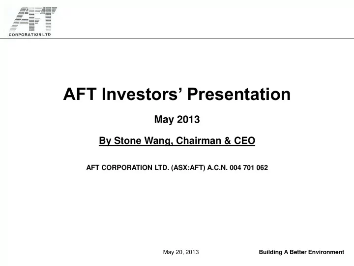 aft investors presentation