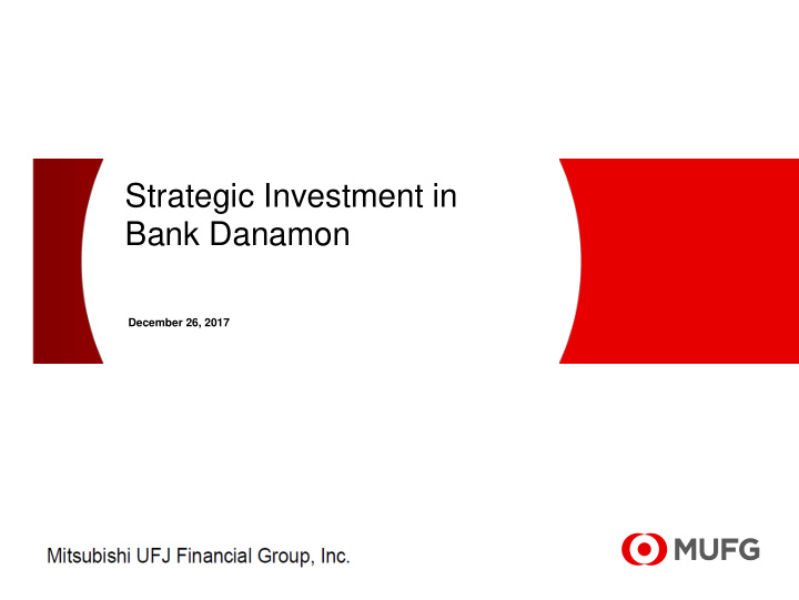 strategic investment in bank danamon