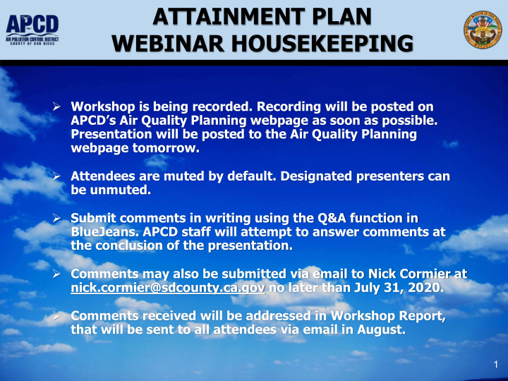 attainment plan webinar housekeeping