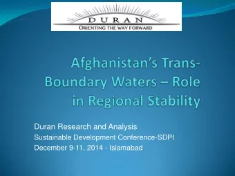 Duran Research and Analysis  Sustainable Development Conference-SDPI  December 9-11, 2014 -