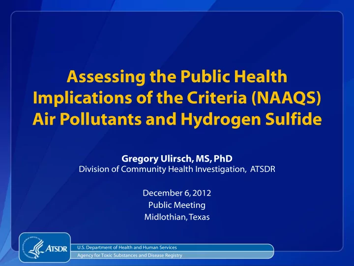 assessing the public health