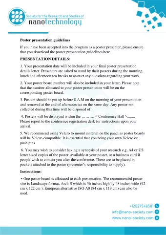 Poster presentation guidelines  If you have been accepted into the program as a poster presenter,