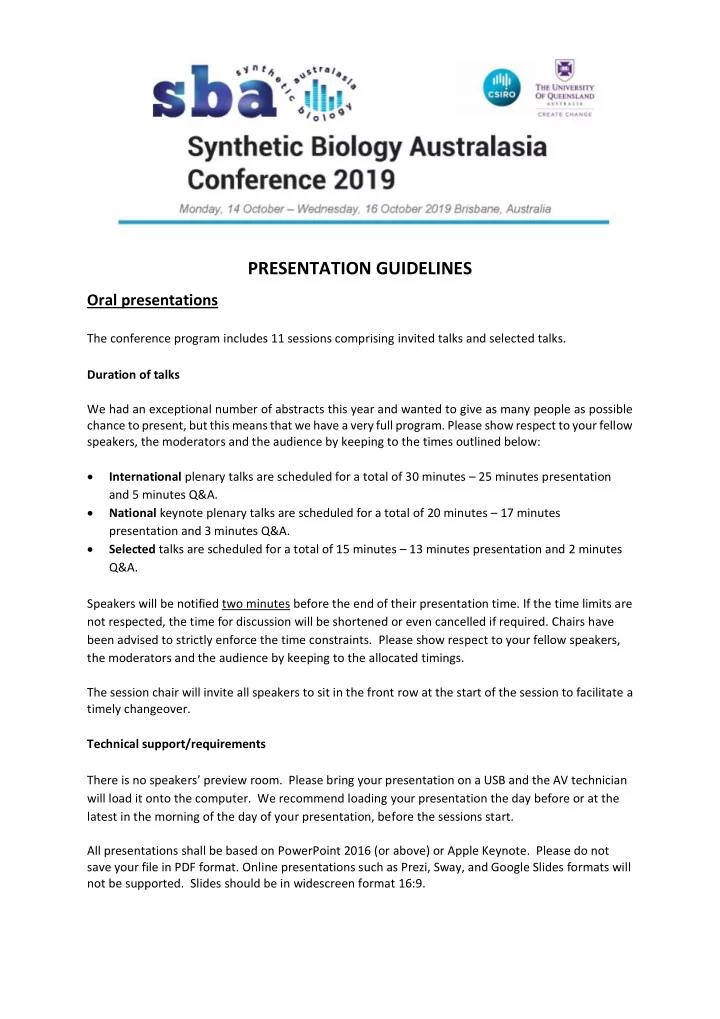 presentation guidelines