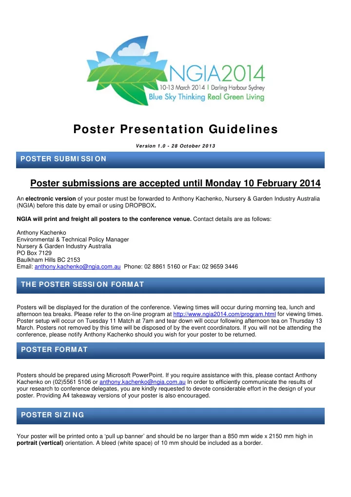 poster presentation guidelines