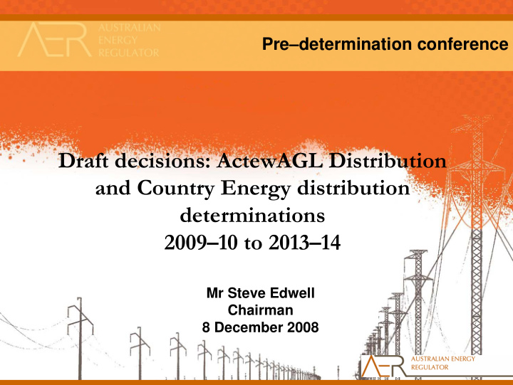 draft decisions actewagl distribution and country energy