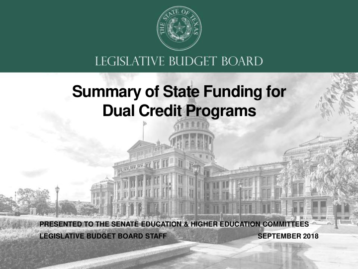 summary of state funding for