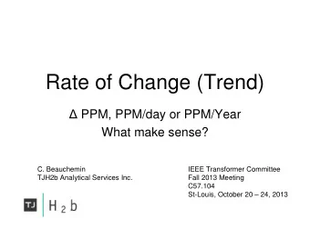 Rate of Change (Trend)  PPM, PPM/day or PPM/Year  What make sense?  C. Beauchemin  IEEE