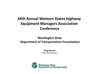 Equipment Managers Association  Conference  Washington State  Department of Transportation
