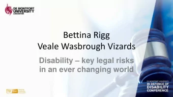 Bettina Rigg  Veale Wasbrough Vizards  Disability  key legal risks  in an ever changing world