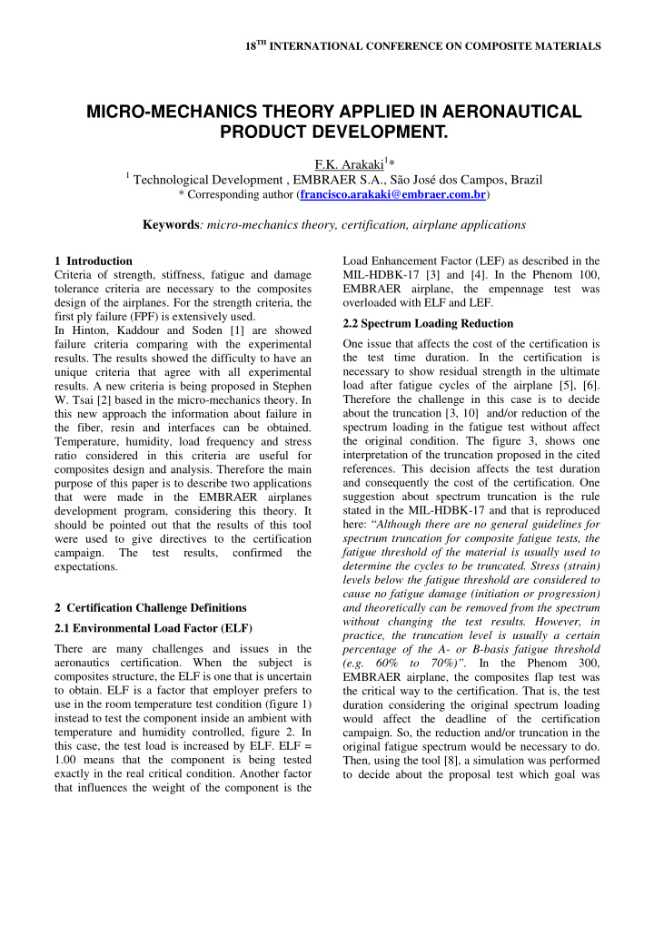 micro mechanics theory applied in aeronautical product