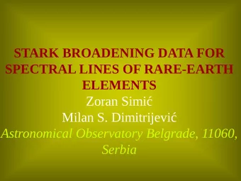 STARK BROADENING DATA FOR  SPECTRAL LINES OF RARE-EARTH  ELEMENTS  Zoran Simi  Milan S.