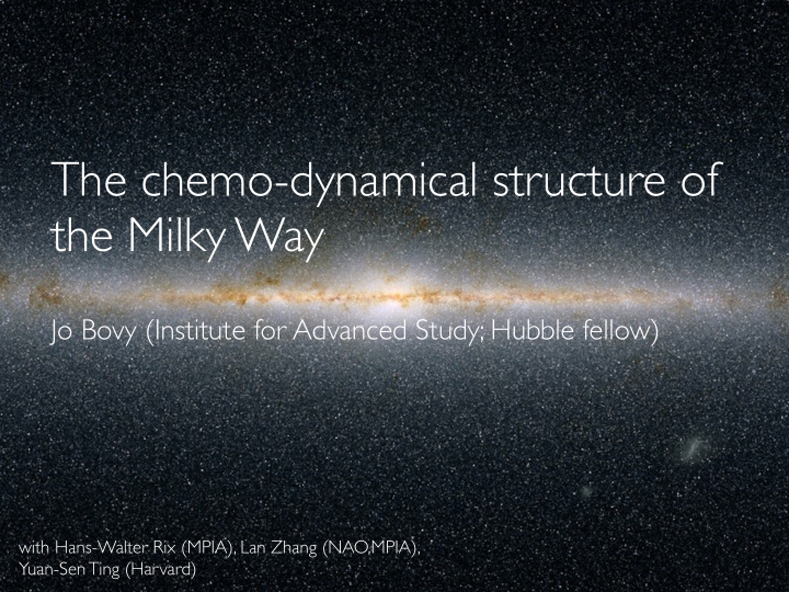 the chemo dynamical structure of the milky way