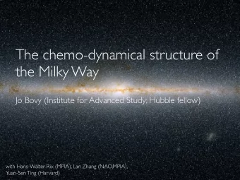 The chemo-dynamical structure of  the Milky Way  Jo Bovy (Institute for Advanced Study; Hubble