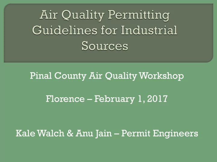 pinal county air quality workshop florence february 1