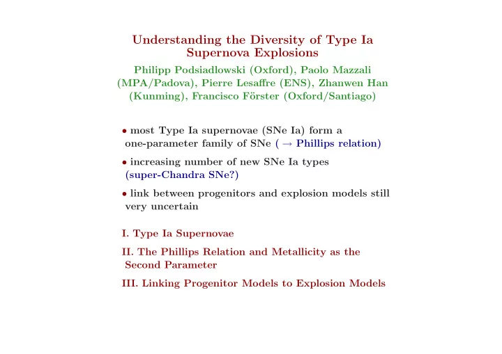 understanding the diversity of type ia supernova
