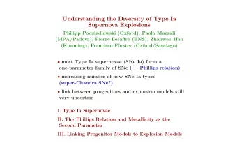 Understanding the Diversity of Type Ia  Supernova Explosions  Philipp Podsiadlowski (Oxford), Paolo