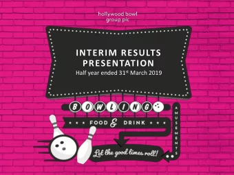 PRESENTATION Half year ended 31 st March 2019  WELCOME  F Y 2 0 1 9  H 1  H I G H L I G H T S  H1