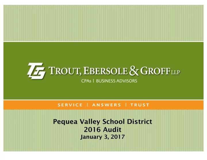 pequea valley school district 2016 audit