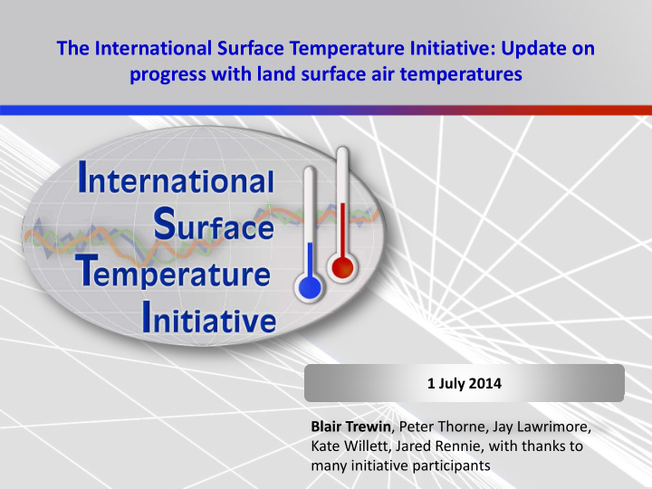 the international surface temperature initiative update