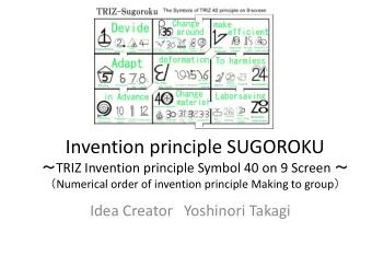 Invention principle SUGOROKU  TRIZ Invention principle Symbol 40 on 9 Screen   Numerical