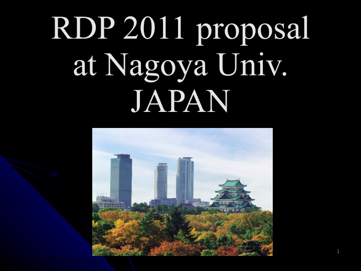 rdp 2011 proposal rdp 2011 proposal at nagoya univ at