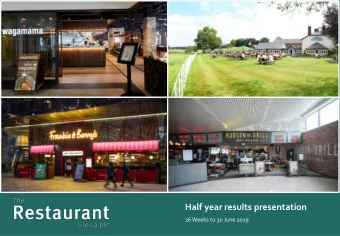 Half year results presentation  26 Weeks to 30 June 2019  2019 H1 Highlights-A diversified business