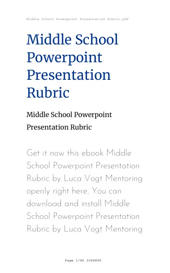 Middle School  Powerpoint  Presentation  Rubric  Middle School Powerpoint  Presentation Rubric  Get